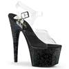 Pleaser - ADORE708MG Sandale à bride à la cheville, Pole dance chaussures - Chaussures de pole dance - Noir/Transparent Product image